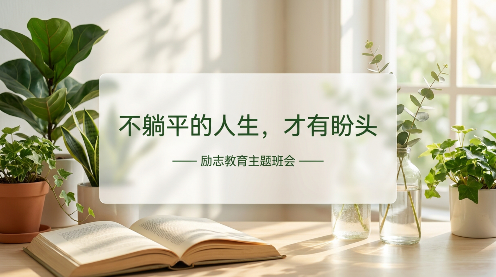 通用 励志班会 主题班会 不躺平的人生 才有盼头 主题班会PPT模板 主题班会PPT课件素材封面图