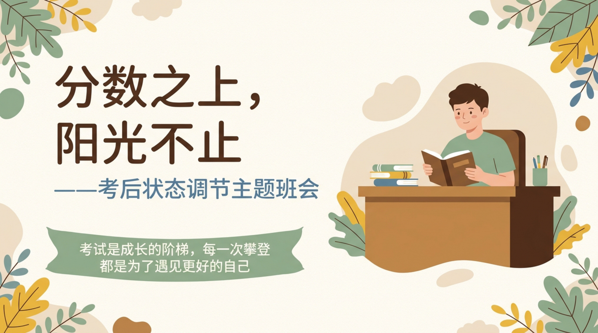 通用 考后状态调节 主题班会 分数之上 阳光不止 主题班会PPT模板 主题班会PPT课件素材封面图