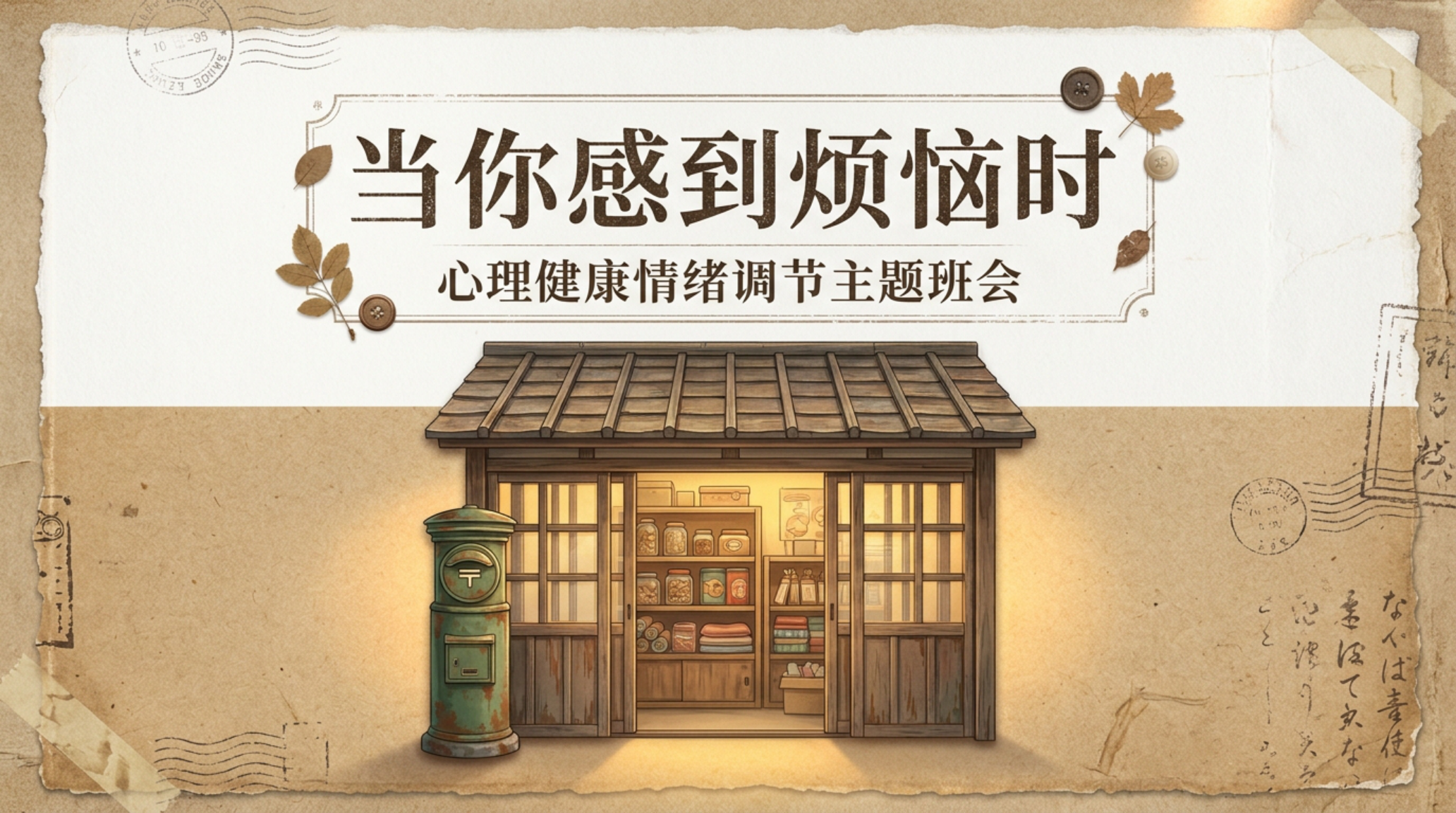 心理健康主题班会PPT模板 情绪调节主题班会 主题班会PPT课件素材封面图