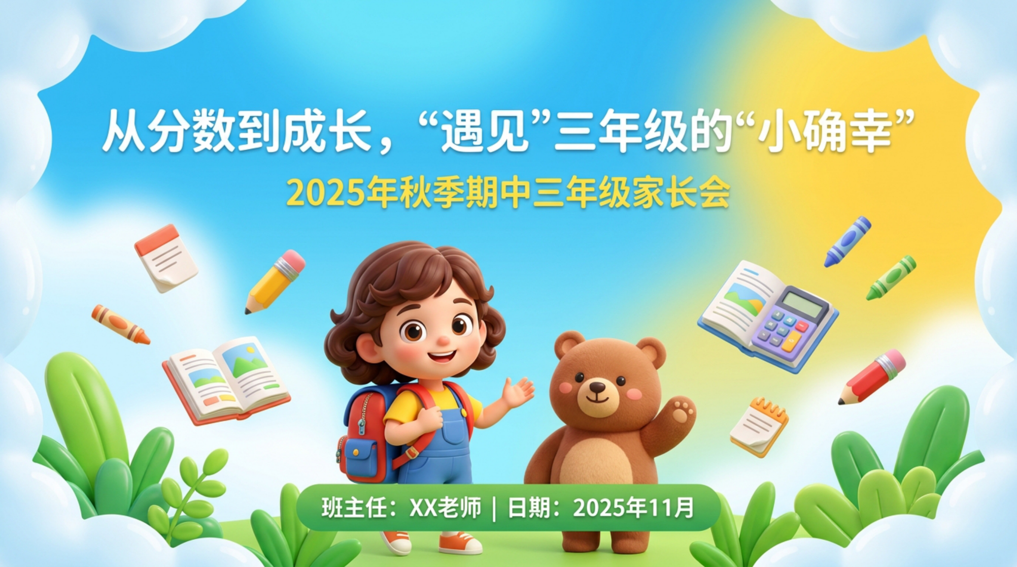 三年级期中阅读教育家长会PPT模板 阅读等替代活动 家长以身作则 家长会PPT课件素材封面图