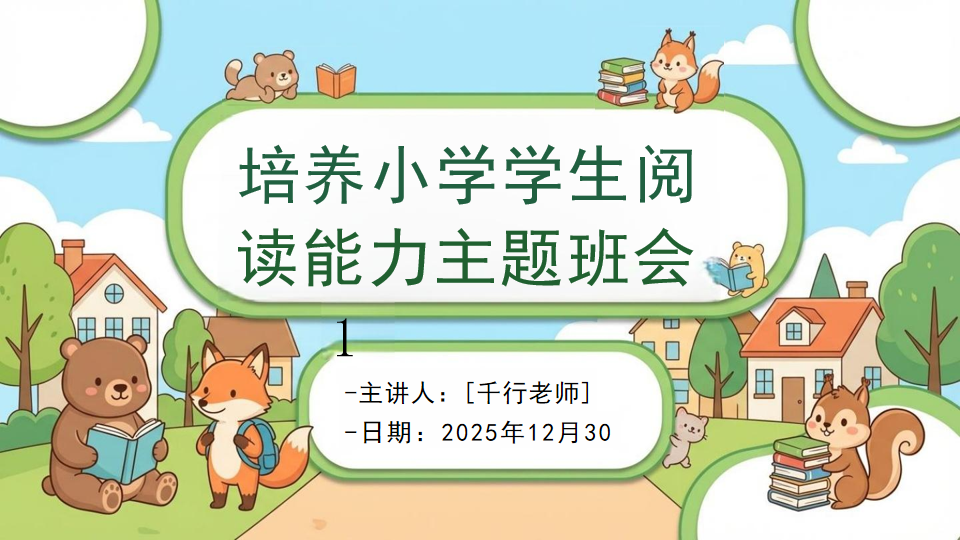 读能力主题班会PPT模板 为什么阅读如此重要 日期：2025年12月30 主题班会PPT课件素材 PPT封面预览