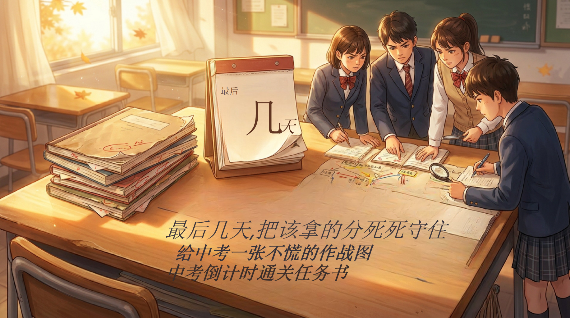中考倒计时通关任务书PPT模板 给中考一张不慌的作战图 最后几天,把该拿的分死死守住 PPT课件素材 PPT封面预览