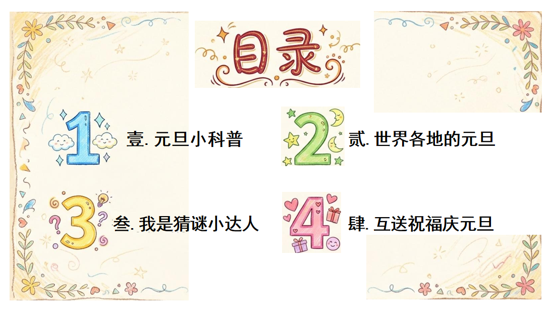 马年元旦 主题班会PPT模板 欢庆元旦迎接新年 202X——新岁启华章 主题班会PPT课件素材 第3页预览