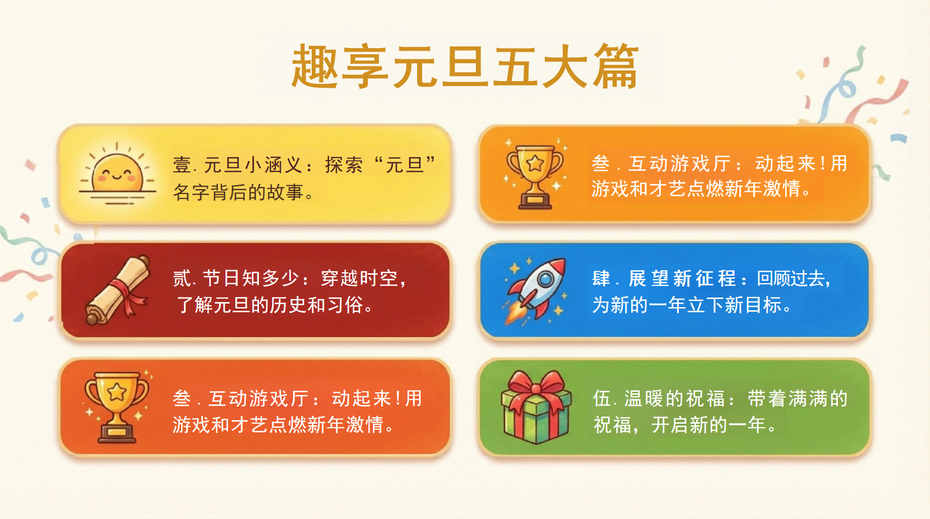 五年级元旦主题班会PPT模板 喜迎元旦 们宣布#_庆元旦、迎新年主题班会现在 主题班会PPT课件素材 第3页预览