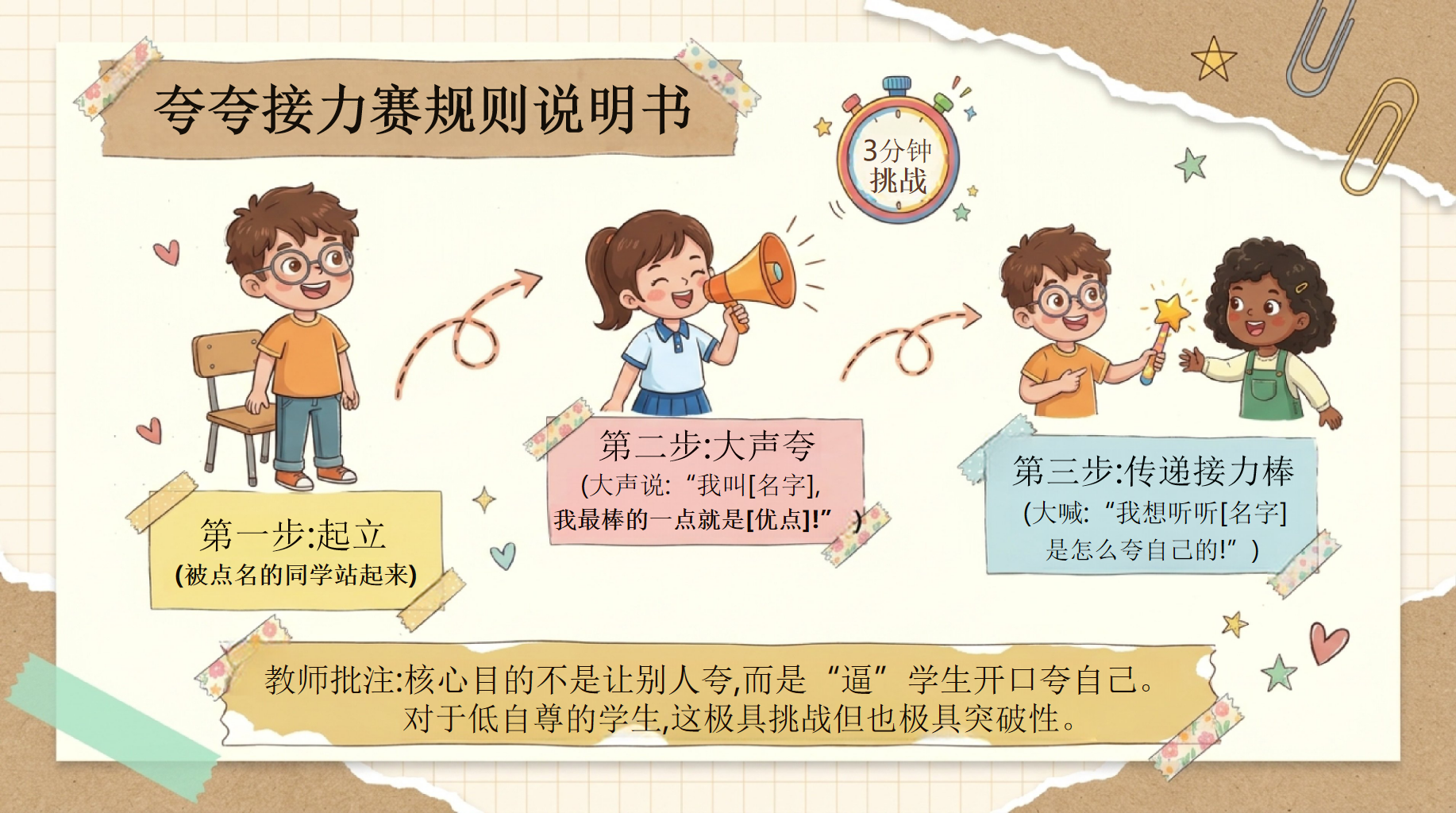 心理班会课主题班会PPT模板 一堂给孩子们的“自我接纳” 拥抱不完美的自己 主题班会PPT课件素材 第4页预览