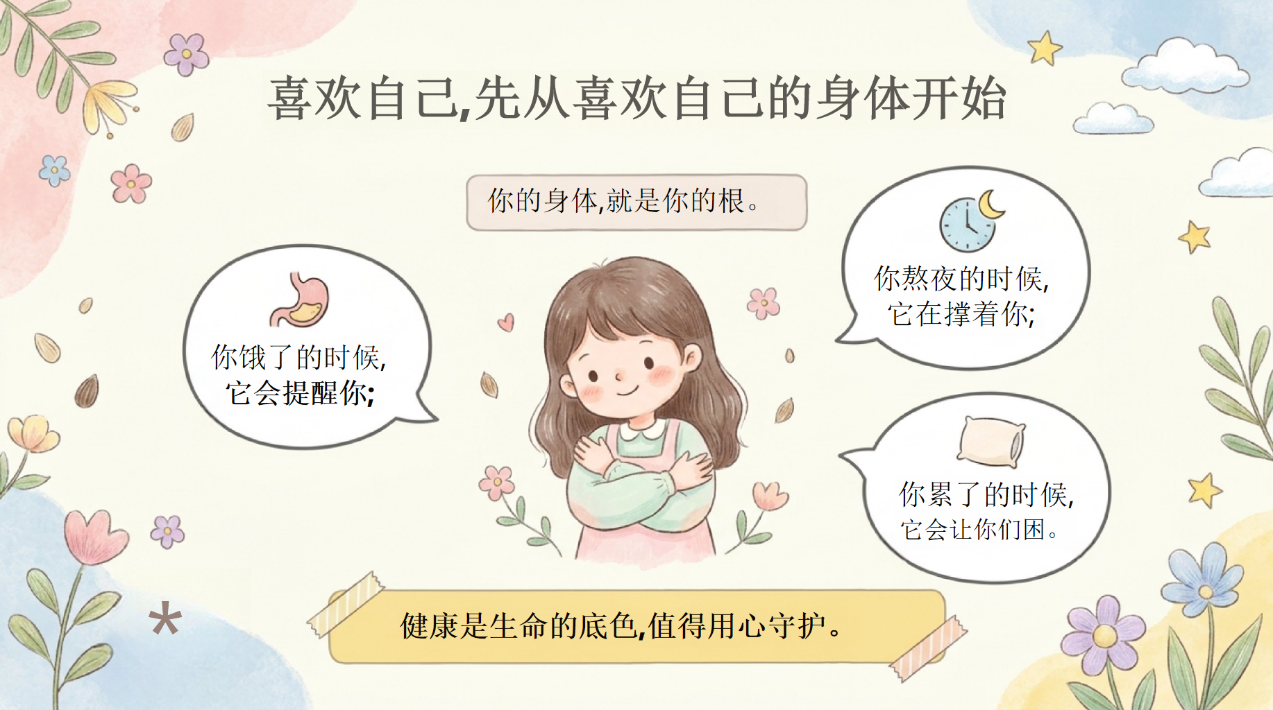·25心理健康日主题班会PPT模板 5·25心理健康日的由来 独一无二的自爱之旅 主题班会PPT课件素材 第7页预览