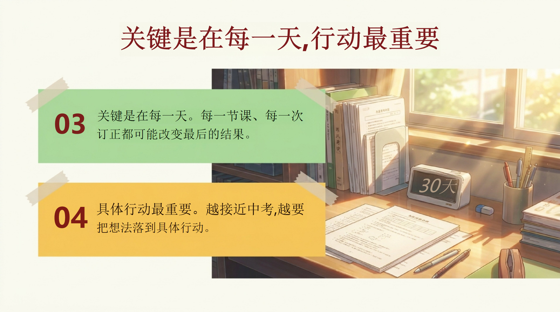 中考不是终点,主题班会PPT模板 初三中考倒计时30天冲刺主题班会 中考最后30天, 主题班会PPT课件素材 第4页预览