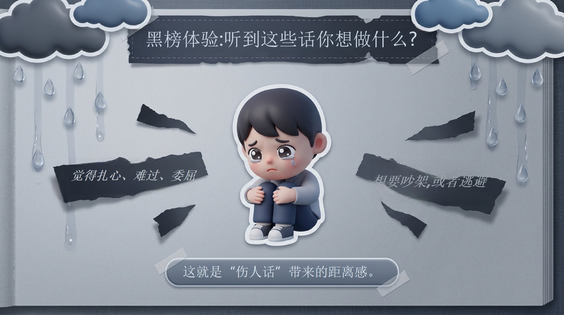 中小学生心理班会主题班会PPT模板 做有温度的人,把温暖说出来 说温暖的话,做有光的人 主题班会PPT课件素材 第7页预览