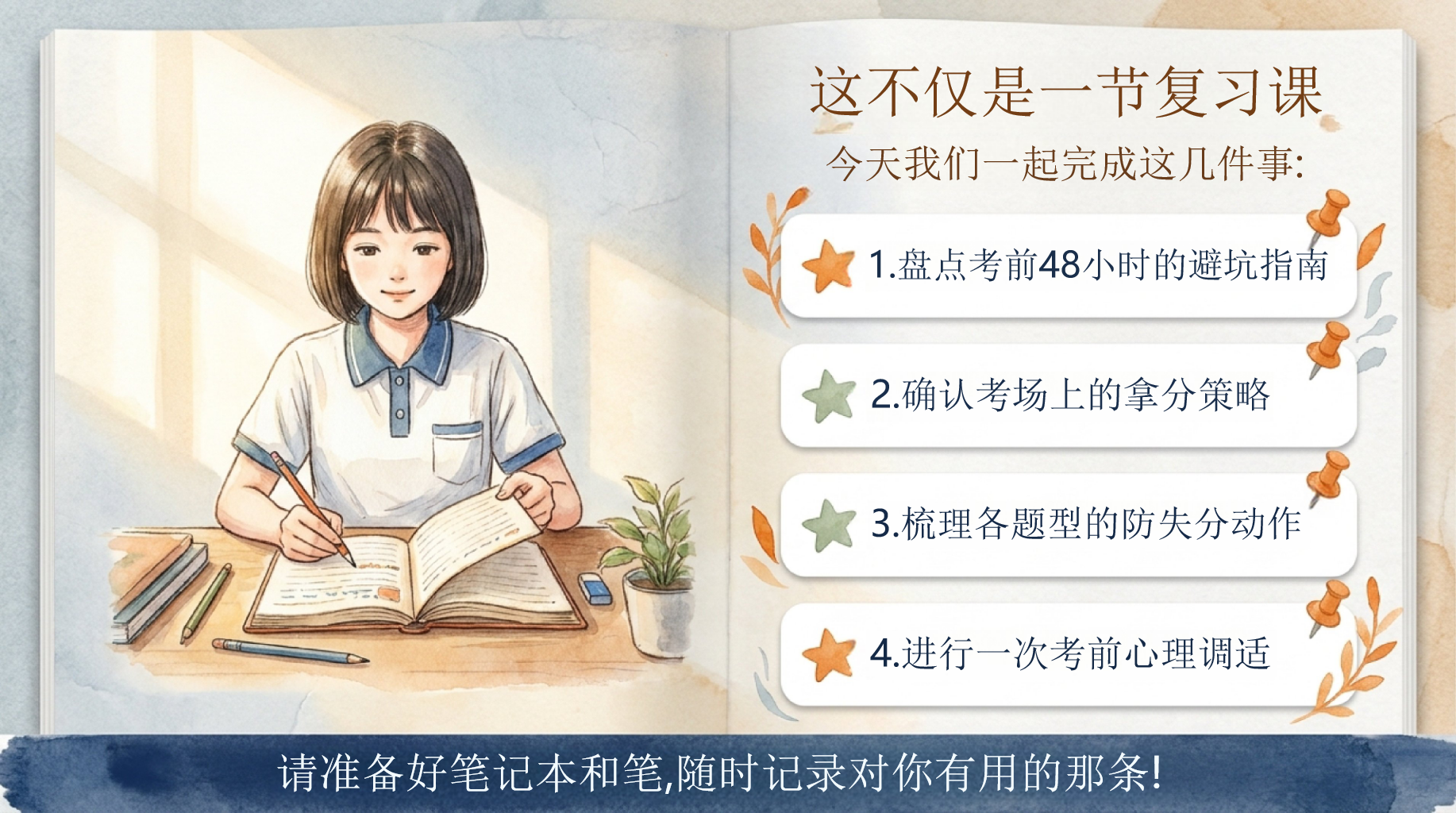 中考数学最后一课PPT模板 4.进行一次考前心理调适 不要熬夜补漏洞_中考比的不是最后一晚, PPT课件素材 第2页预览