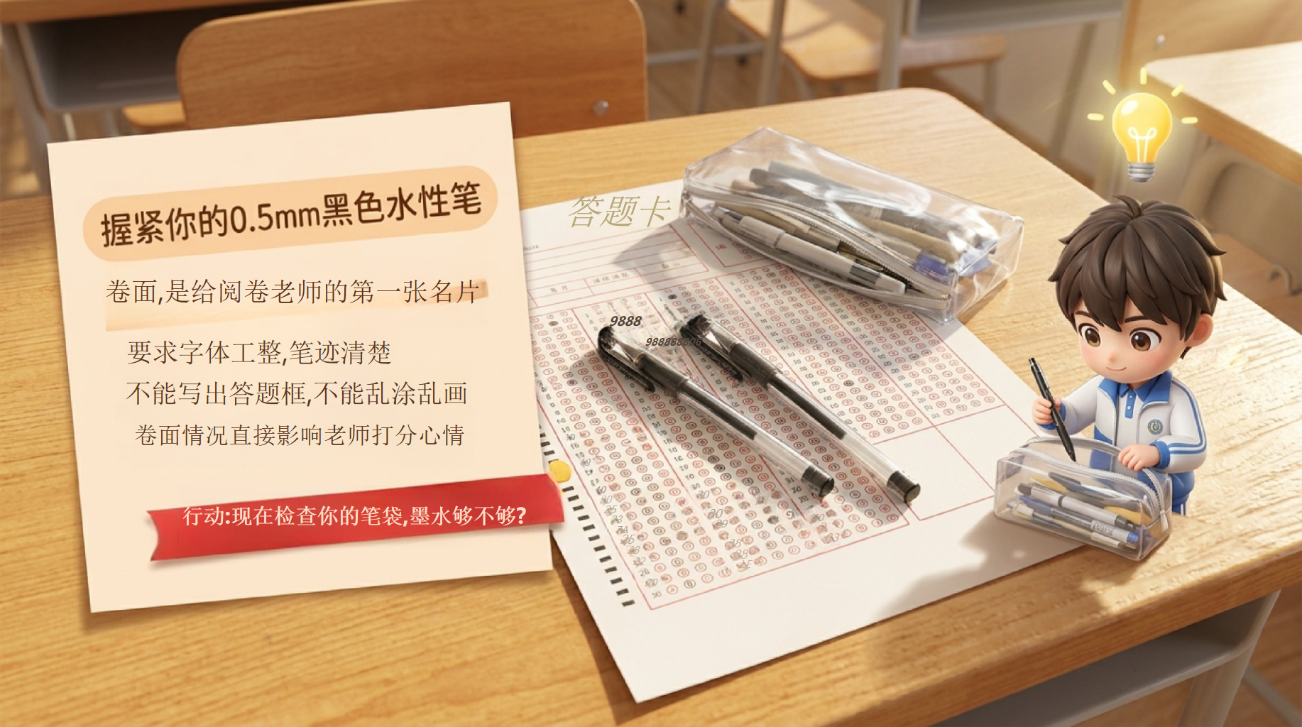 中考英语最后一课PPT模板 带着三年的底气,自信走向考场 心理战术_我难人不畏难,我易人不大意 PPT课件素材 第7页预览