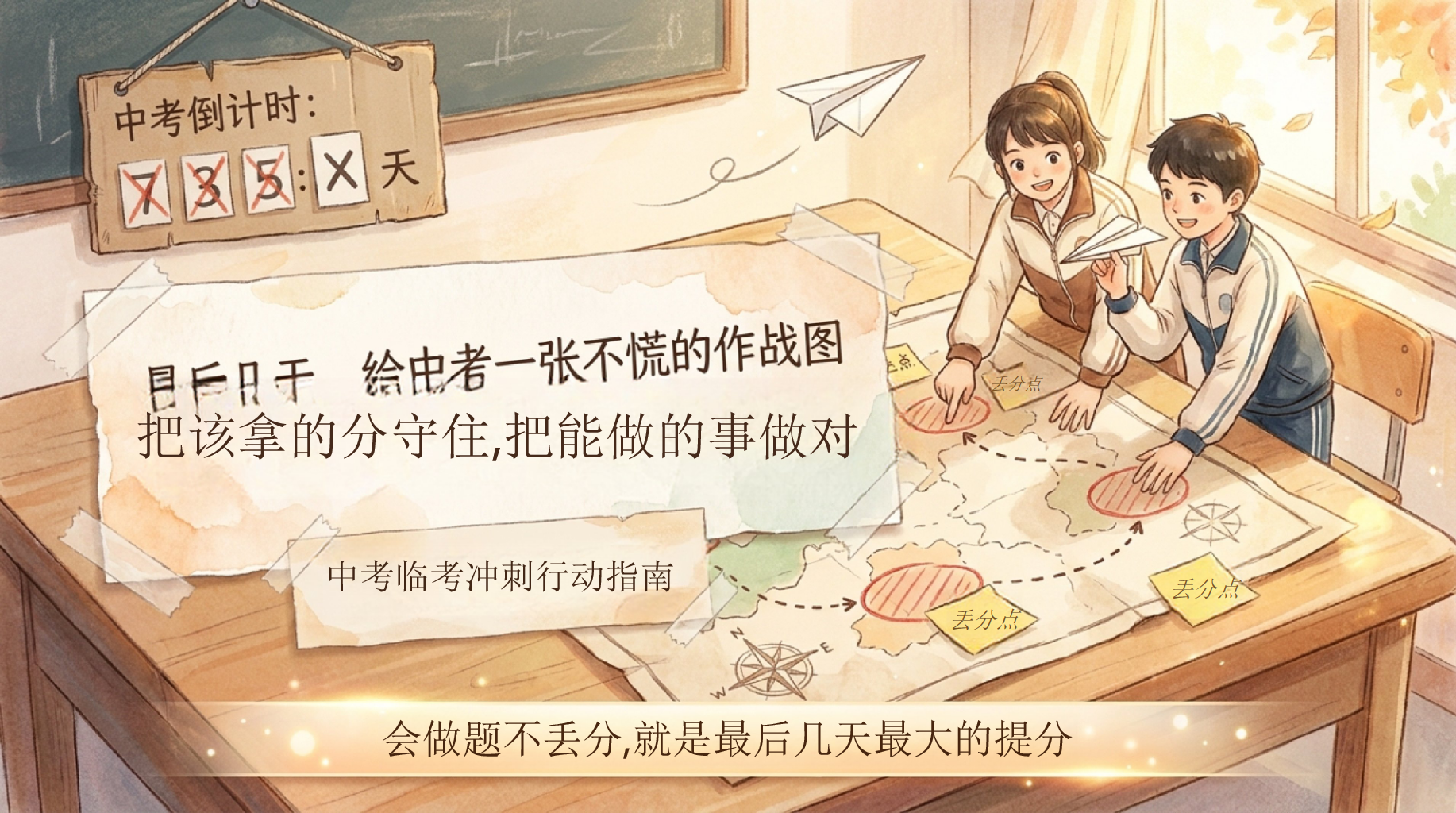 中考临考冲刺行动指南PPT模板 把该拿的分守住,把能做的事做对 会做题不丢分,就是最后几天最大的提分 PPT课件素材 第1页预览