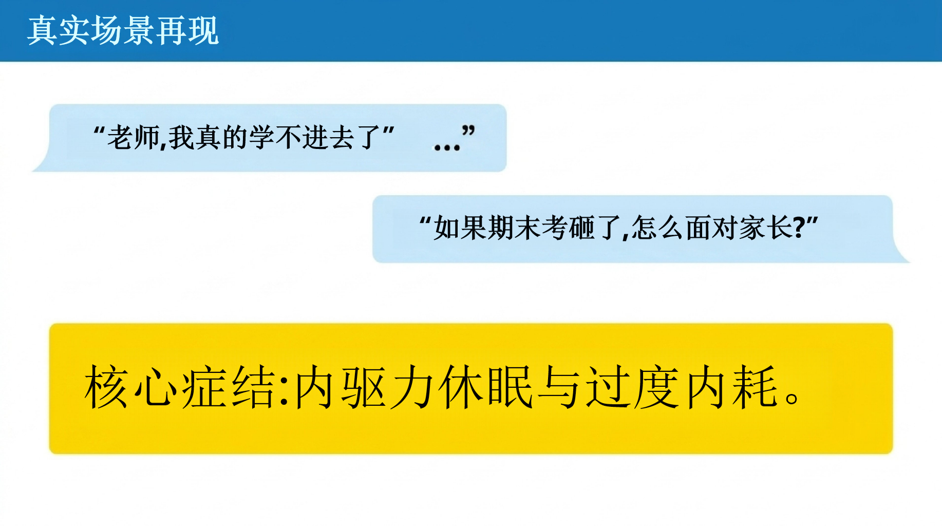 考前心态调适与冲刺动员主题班会PPT模板 赢在期末 班会导语_我们当前的真实状态 主题班会PPT课件素材 第4页预览