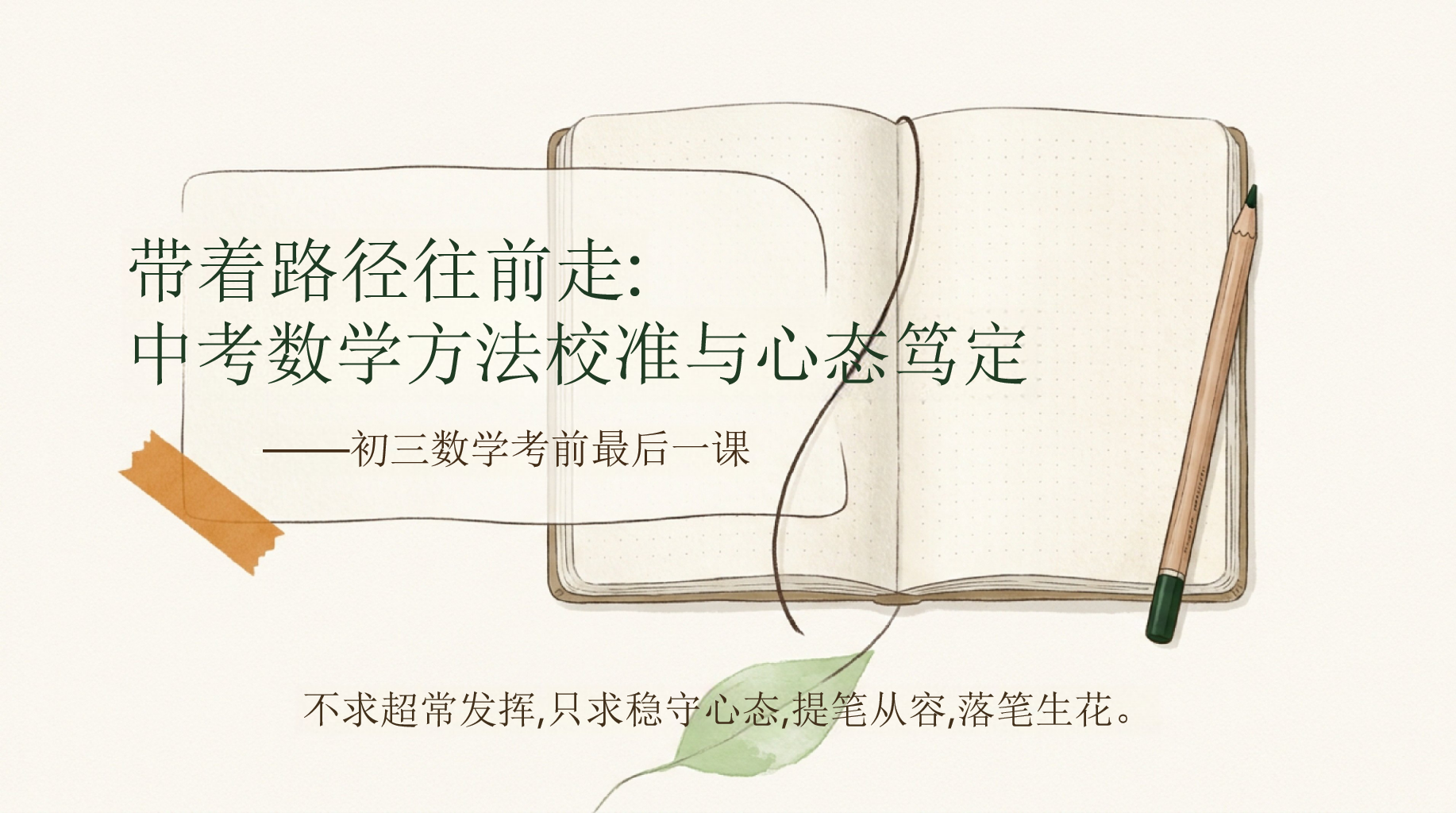 初三数学教学课件中考考前指导 中考数学方法校准与心态笃定 教学PPT课件素材 PPT封面预览