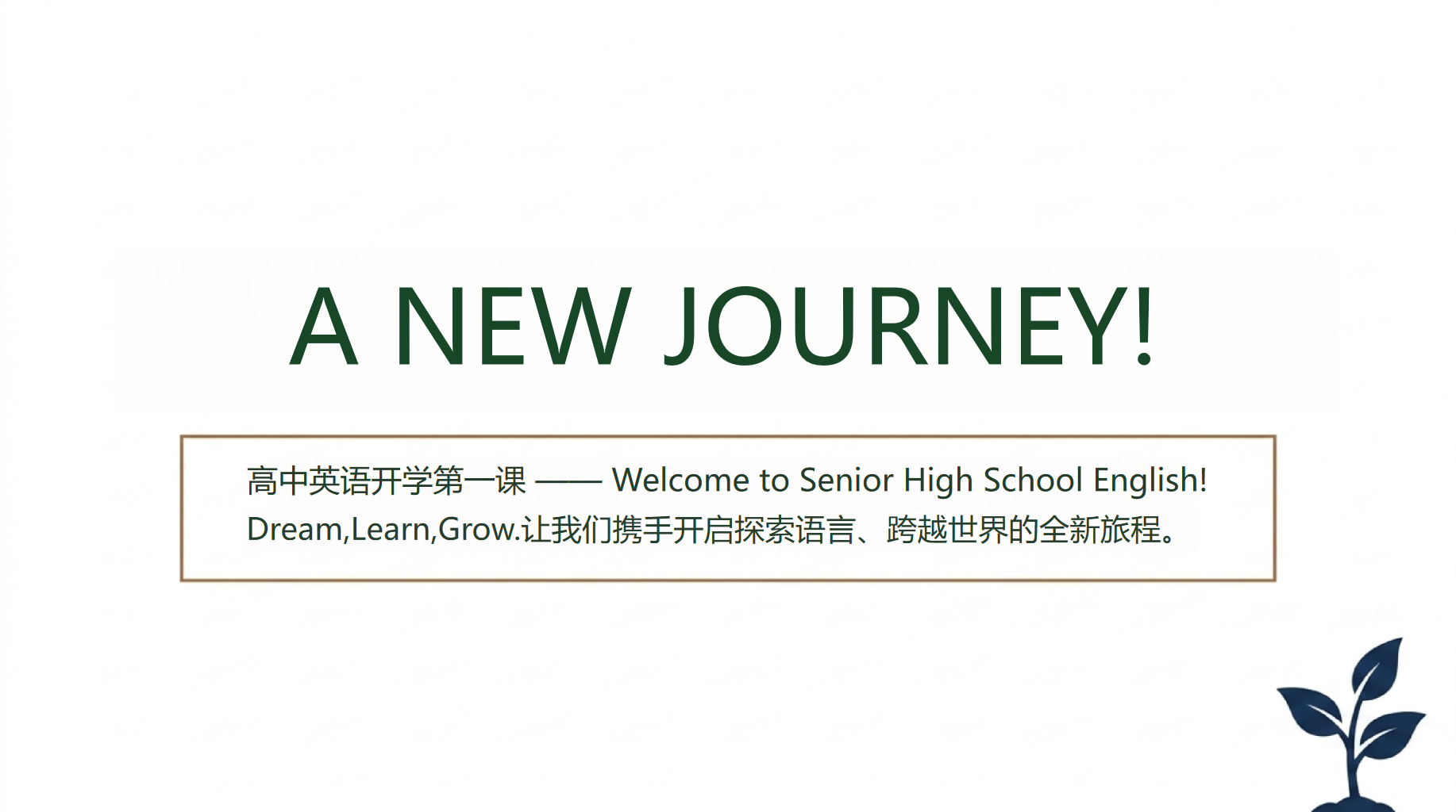 高一英语教学课件开学第一课 陪伴每一位同学在英语中成长 教学PPT课件素材 PPT封面预览
