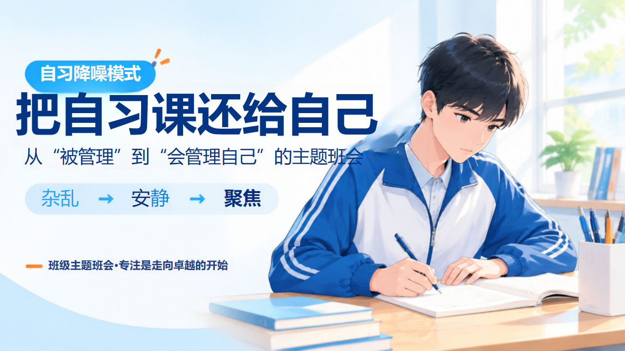 主题班会 当你完全沉浸在解题和阅读中 主题班会PPT课件素材 PPT封面预览