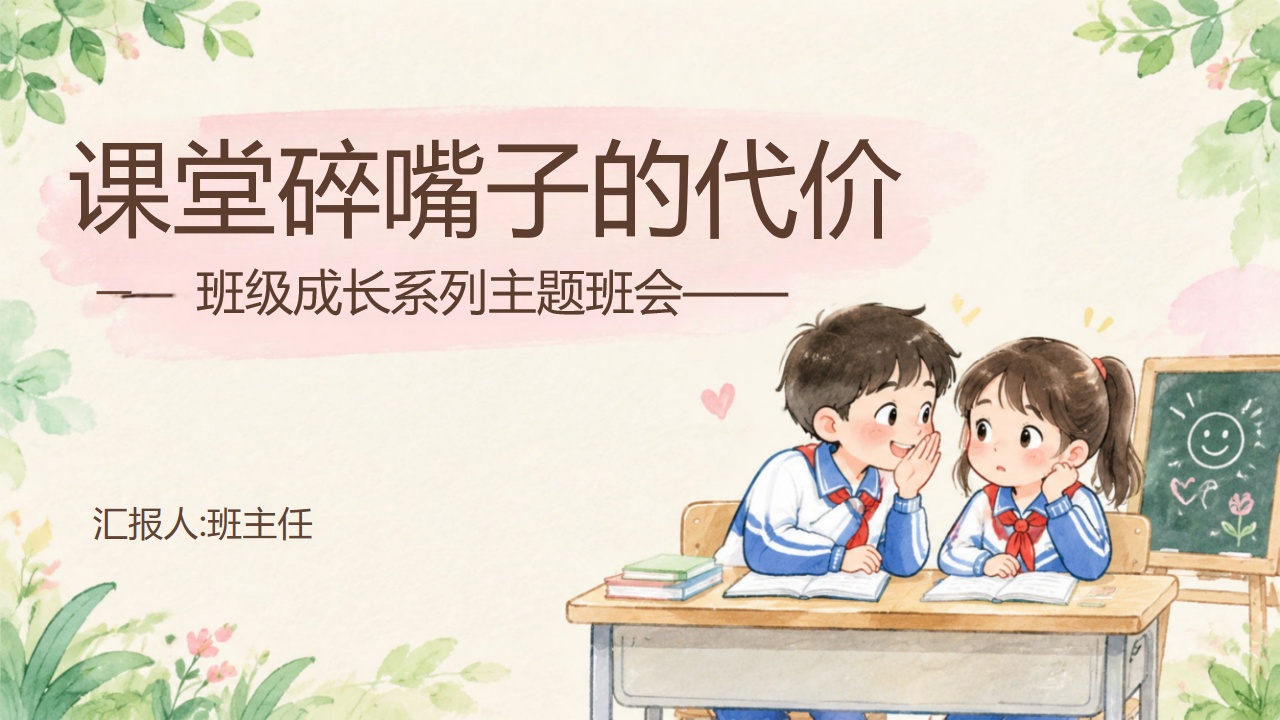 工作汇报 班级成长系列主题班会 工作汇报PPT课件素材 PPT封面预览