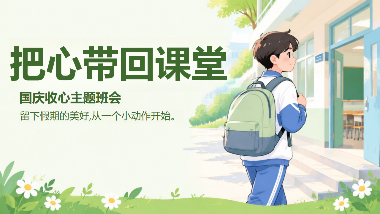主题班会 给假期一个收尾 不是把快乐忘掉 主题班会PPT课件素材 PPT封面预览