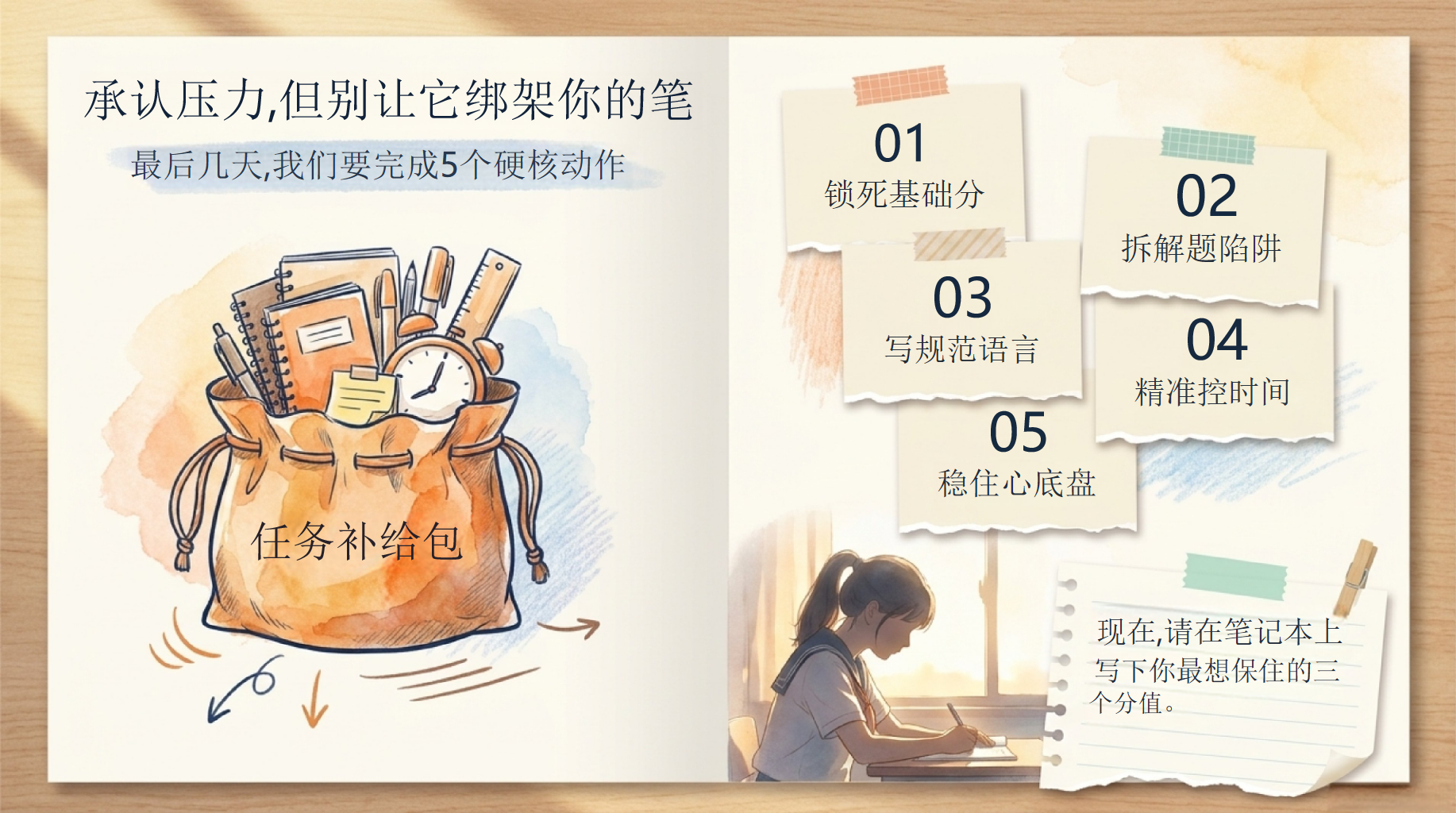 中考语文最后几天通关任务书PPT模板 中考倒计时 会做题不丢分, PPT课件素材 第2页预览