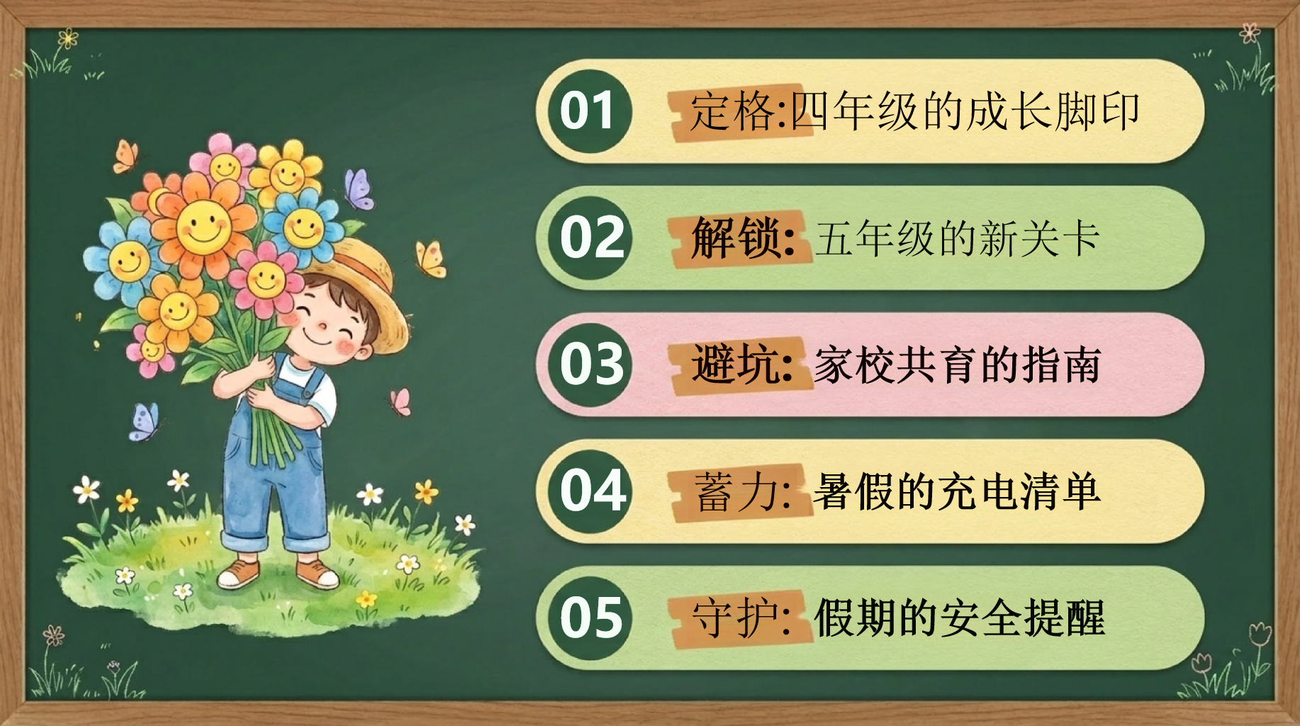 四年级家长会期末家校沟通 家校 共育 祝孩子们度过一个安全 家长会PPT课件素材 第3页预览