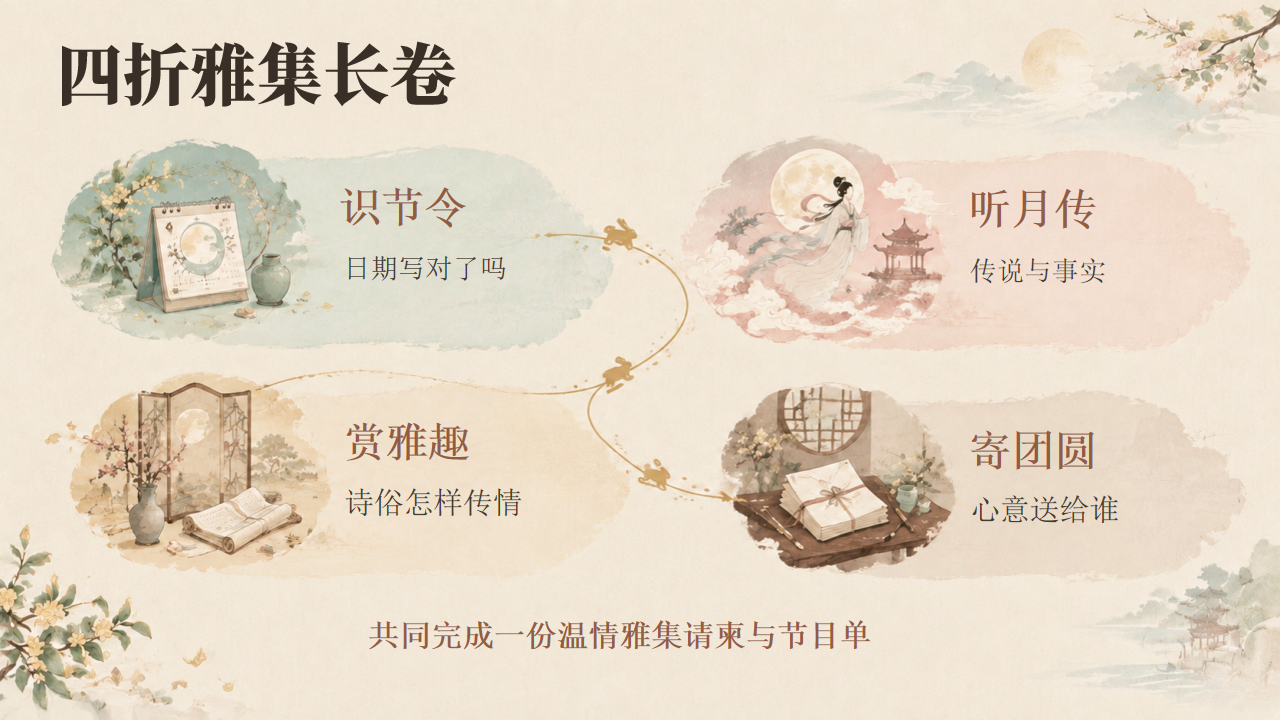 小学中秋主题班会中秋月圆共赴雅集PPT课件素材 第3页预览