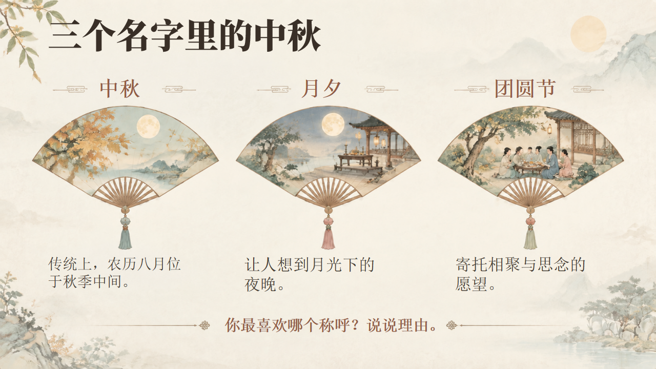 小学中秋主题班会中秋月圆共赴雅集PPT课件素材 第6页预览
