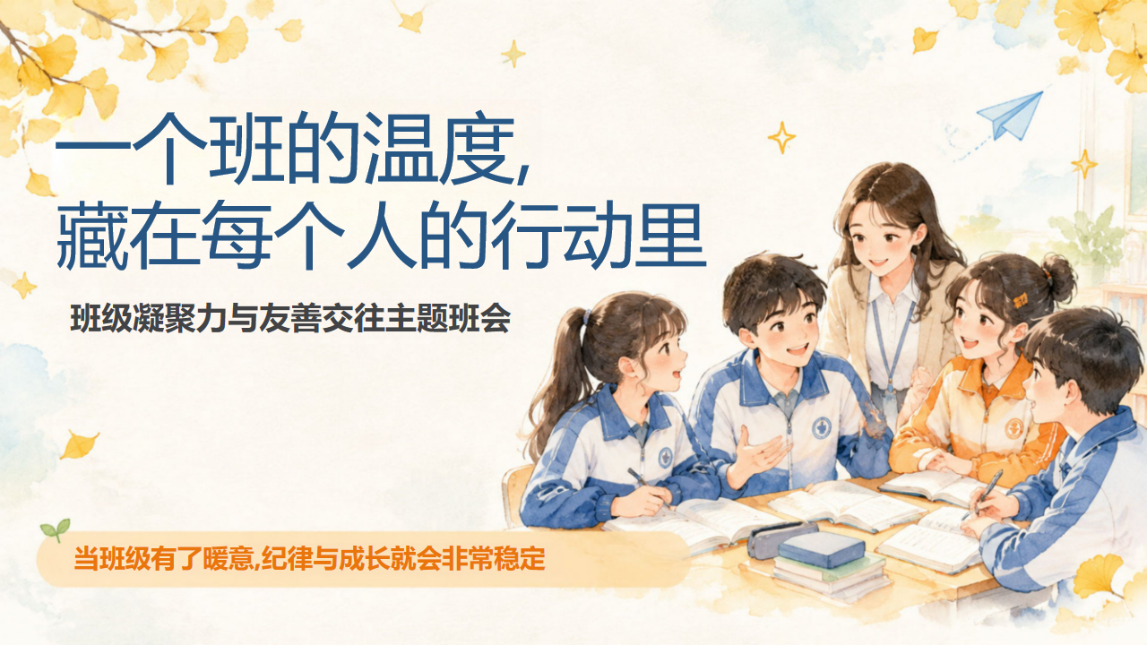 主题班会 班级凝聚力与友善交往 主题班会PPT课件素材 第1页预览